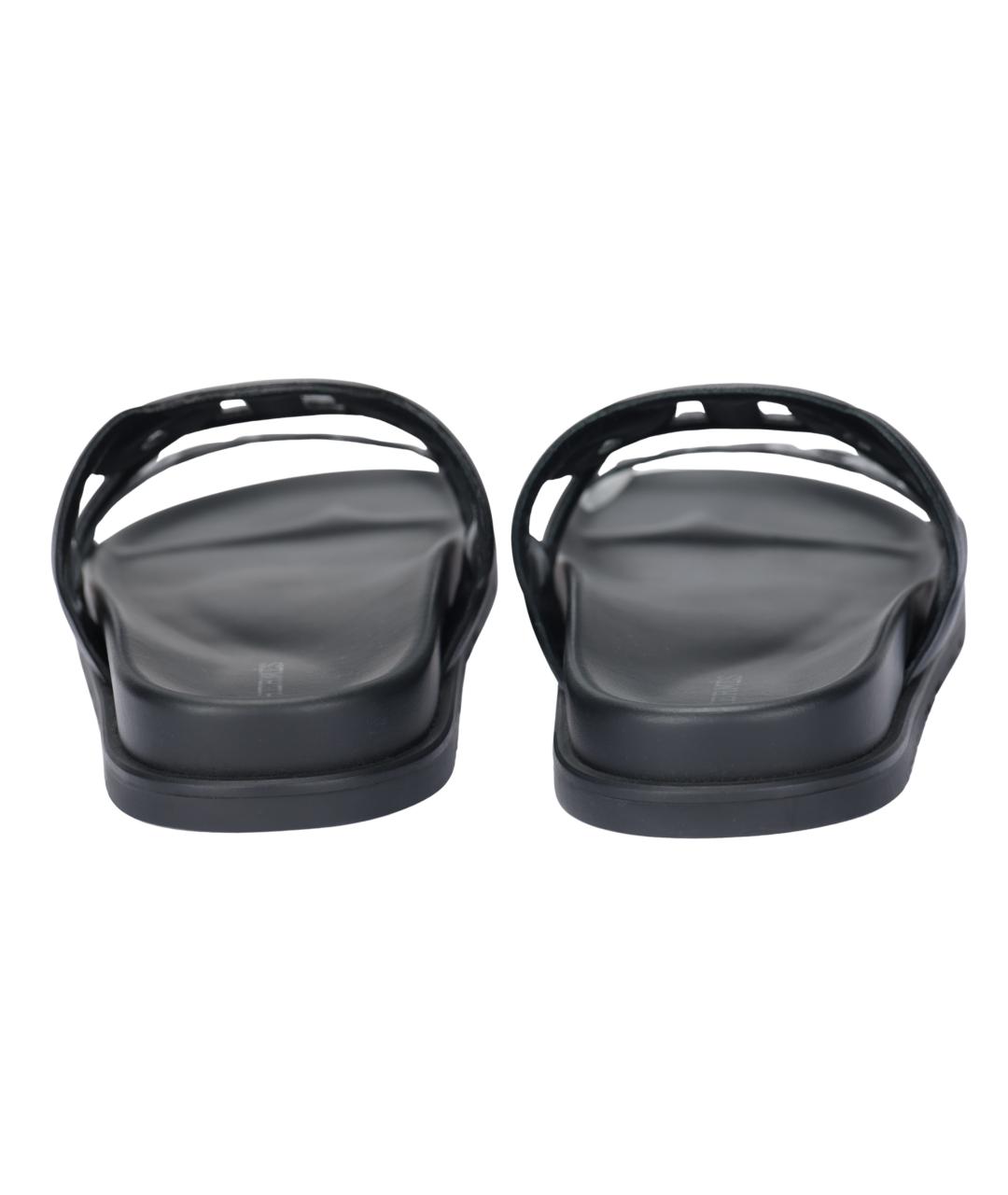 HERMES Черные кожаные сандалии, фото 4