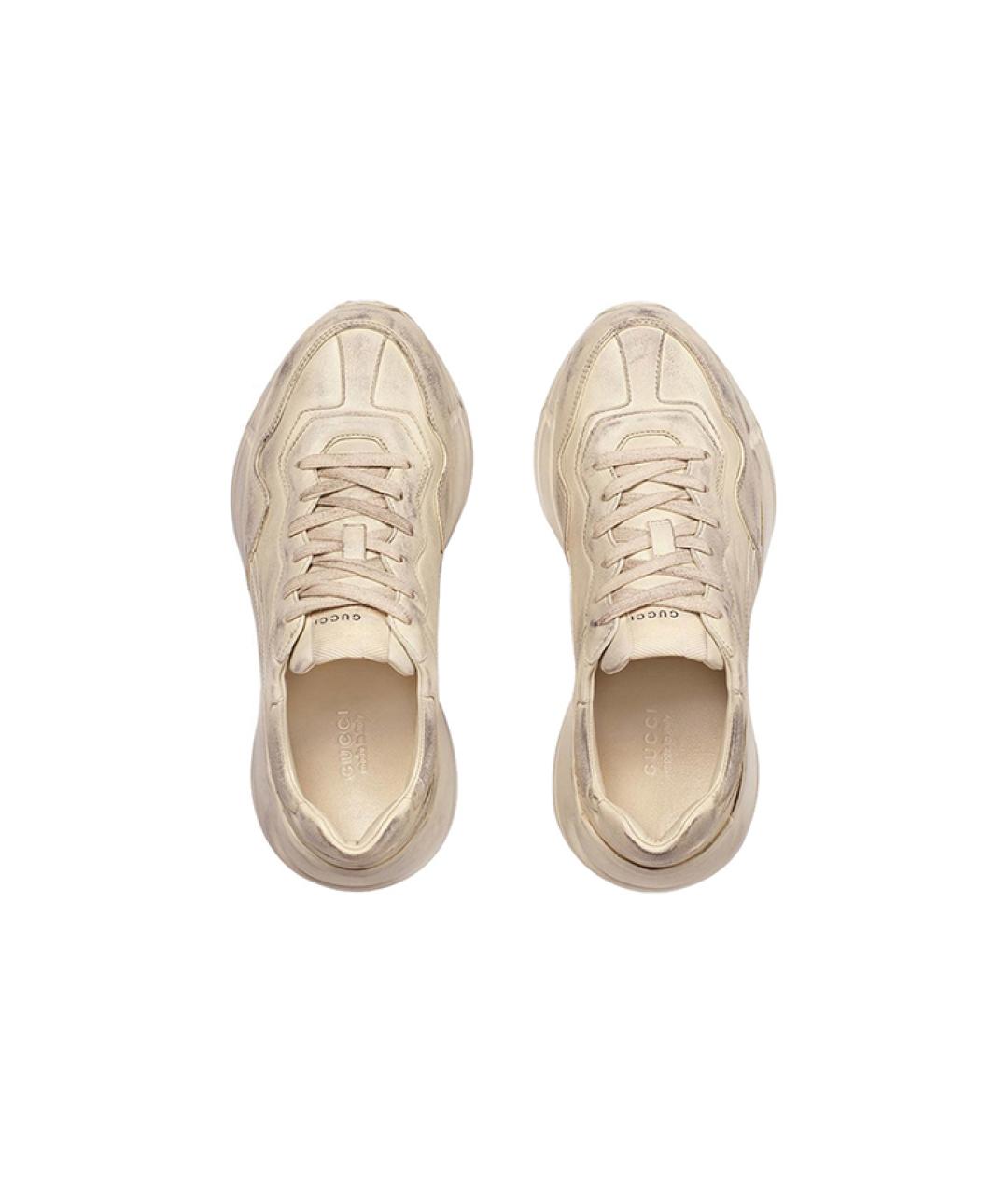 GUCCI Бежевые кожаные кроссовки, фото 4