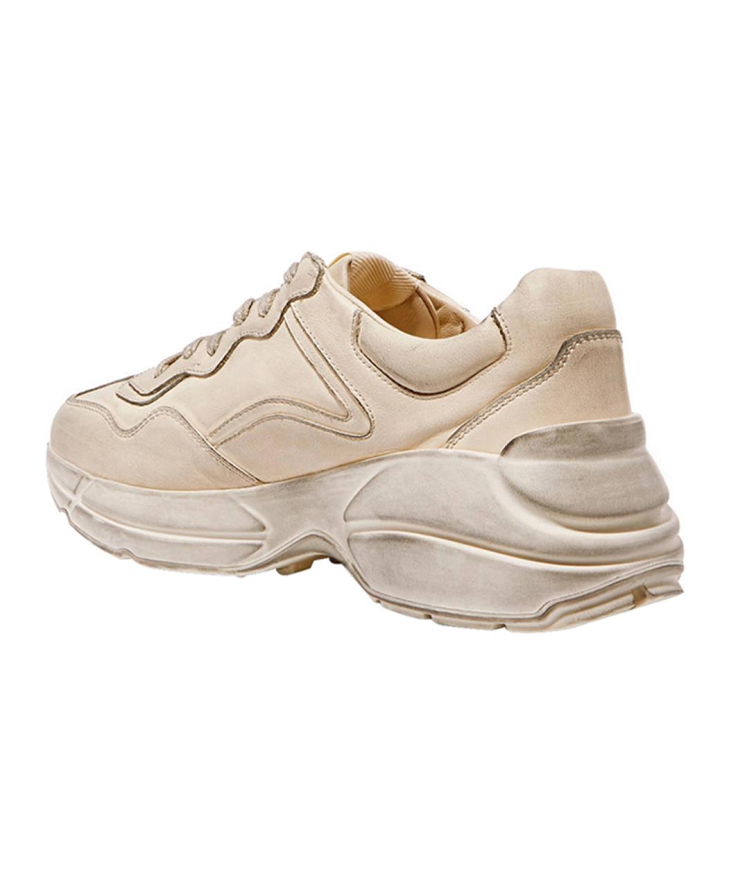 GUCCI Бежевые кожаные кроссовки, фото 5