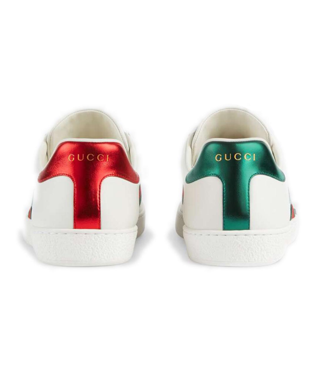 GUCCI Белые кожаные низкие кроссовки / кеды, фото 4