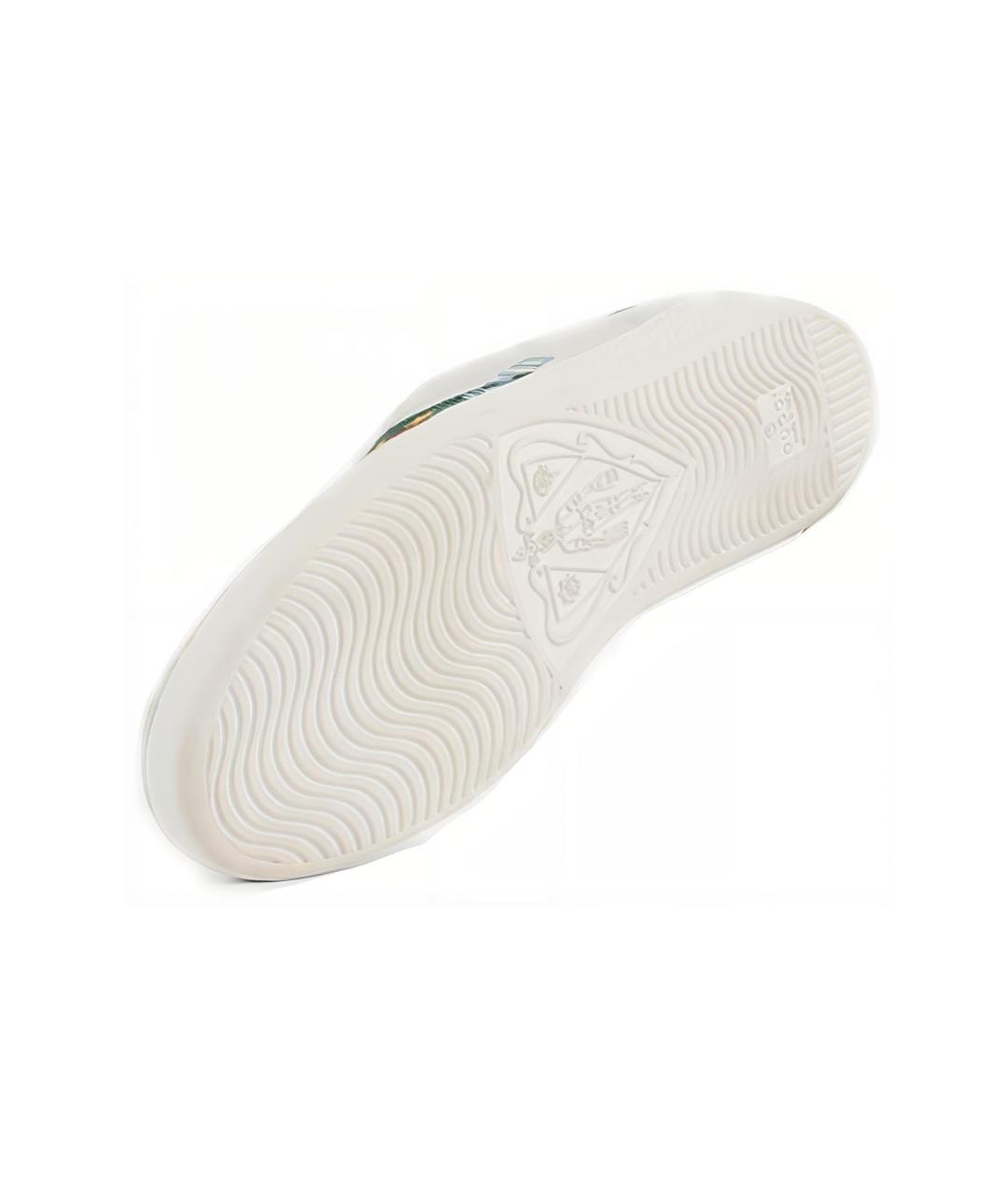 GUCCI Белые кожаные низкие кроссовки / кеды, фото 5