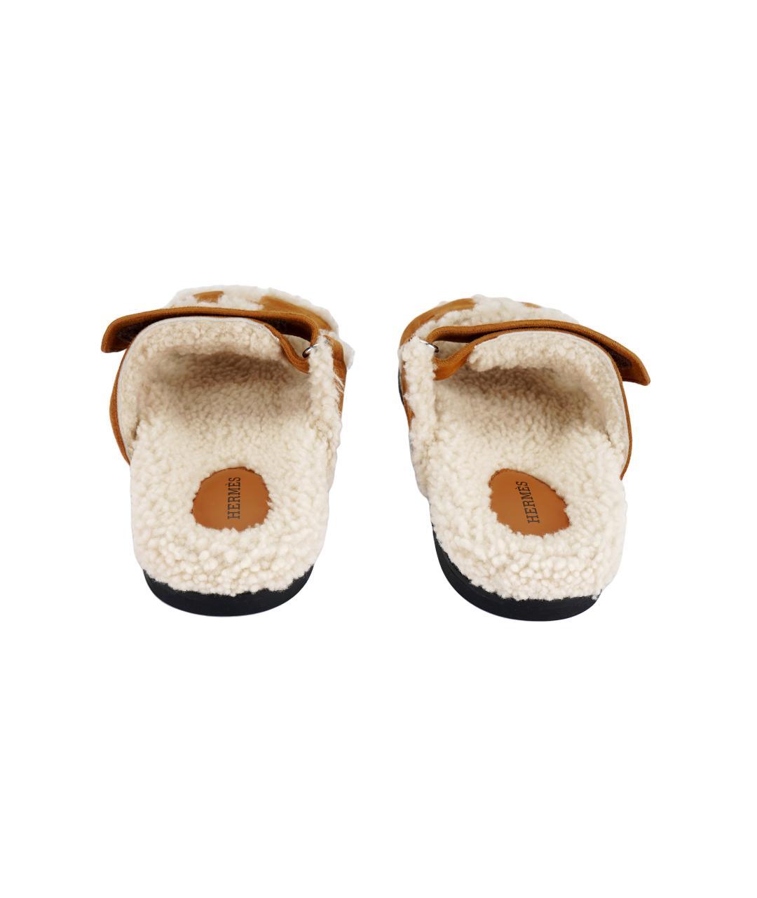 HERMES Коричневые замшевые сандалии, фото 4