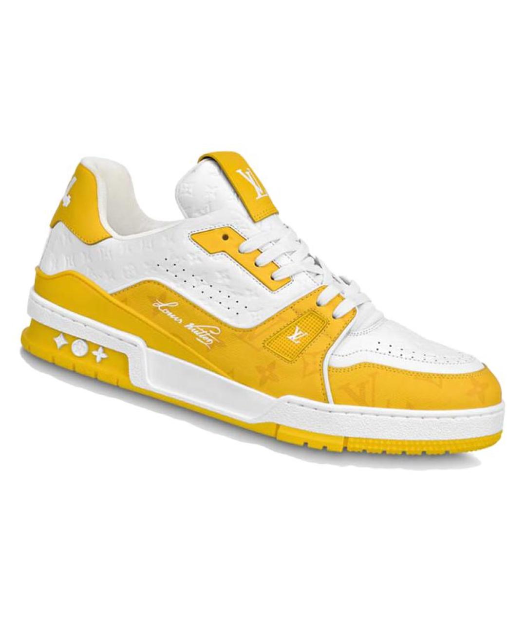 LOUIS VUITTON Желтые кожаные кроссовки, фото 2