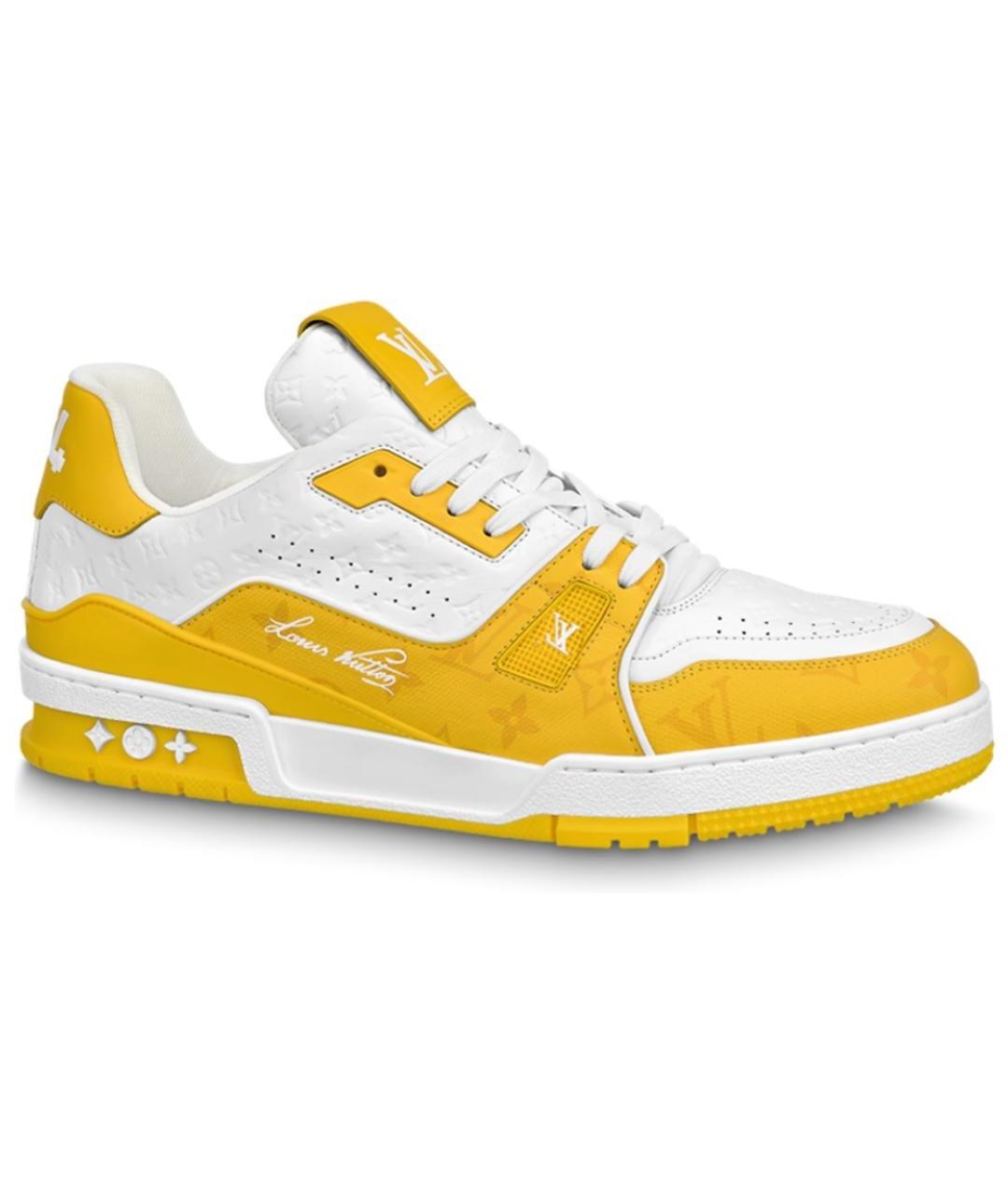 LOUIS VUITTON Желтые кожаные кроссовки, фото 1