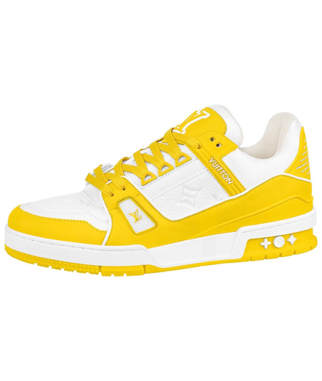 LOUIS VUITTON Желтые кожаные кроссовки, фото 2