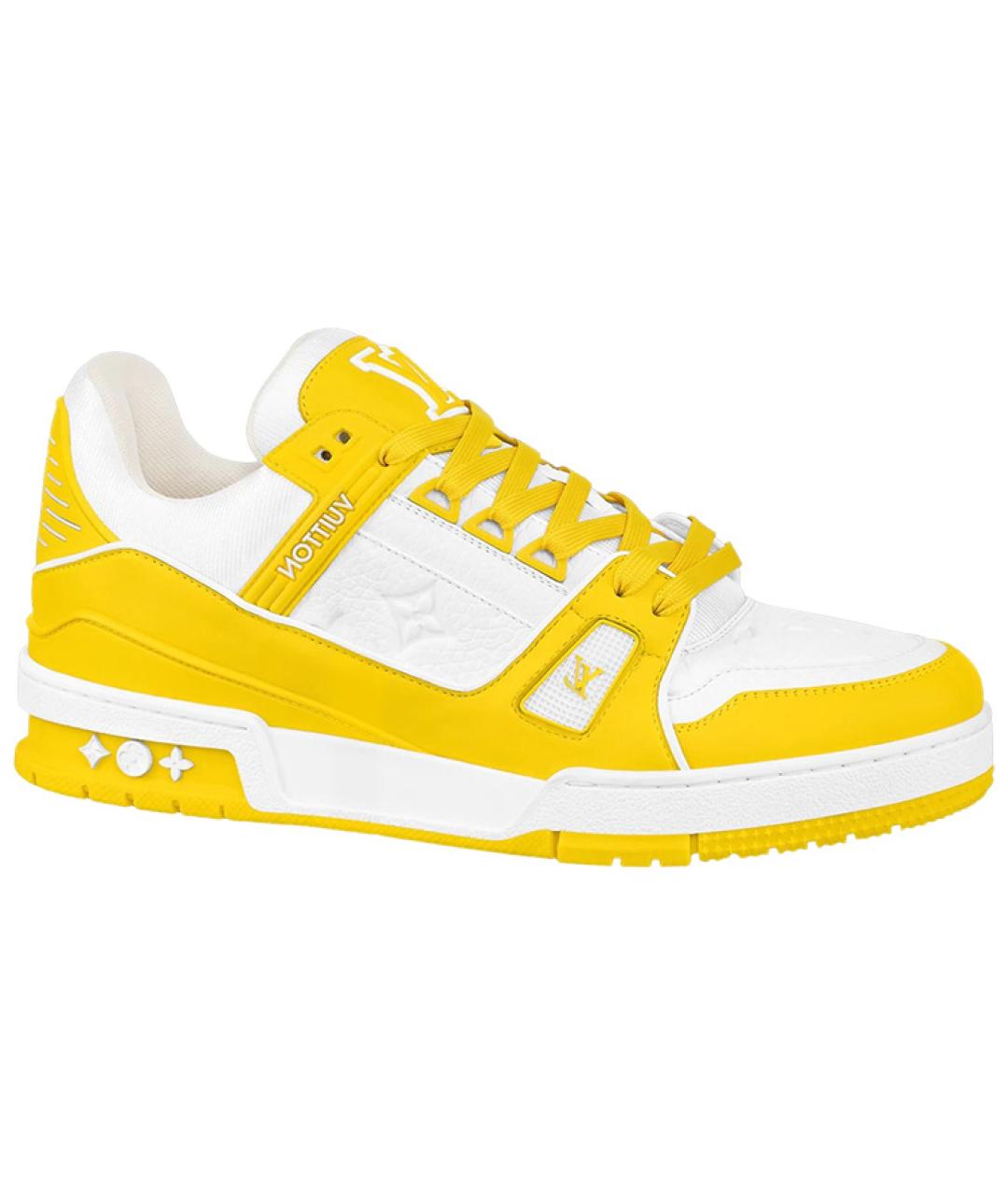 LOUIS VUITTON Желтые кожаные кроссовки, фото 1