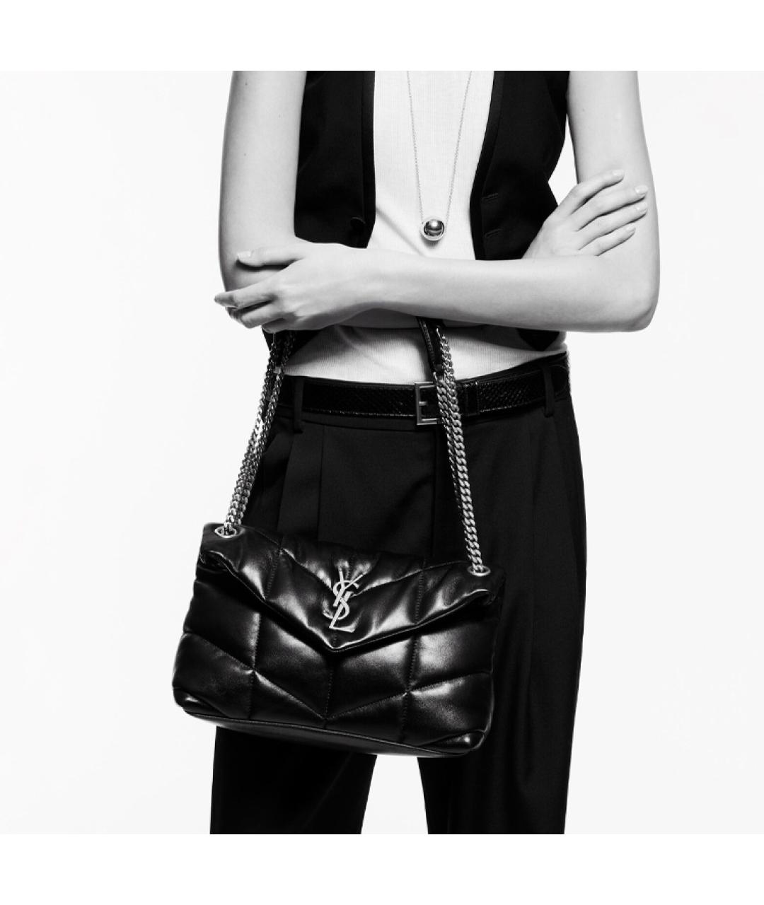 SAINT LAURENT Черная кожаная сумка через плечо, фото 7