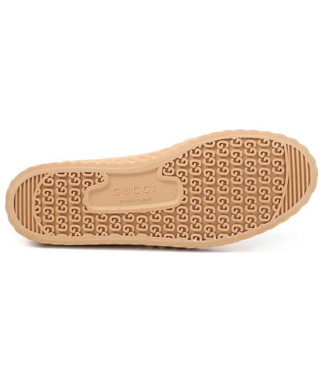 GUCCI Бежевые текстильные низкие кроссовки / кеды, фото 5