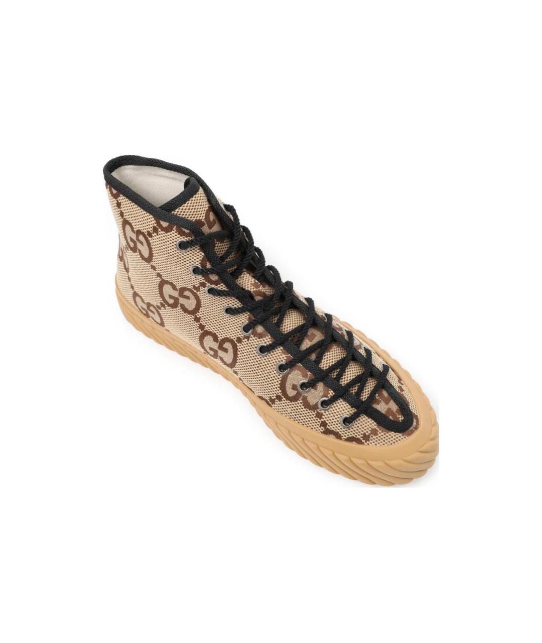 GUCCI Бежевые текстильные низкие кроссовки / кеды, фото 3