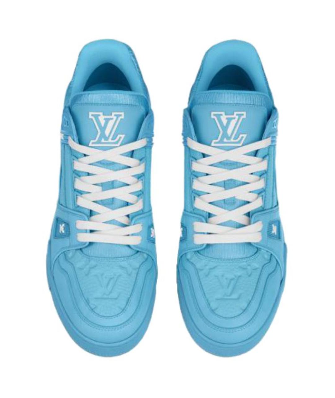 LOUIS VUITTON Синие кожаные кроссовки, фото 5