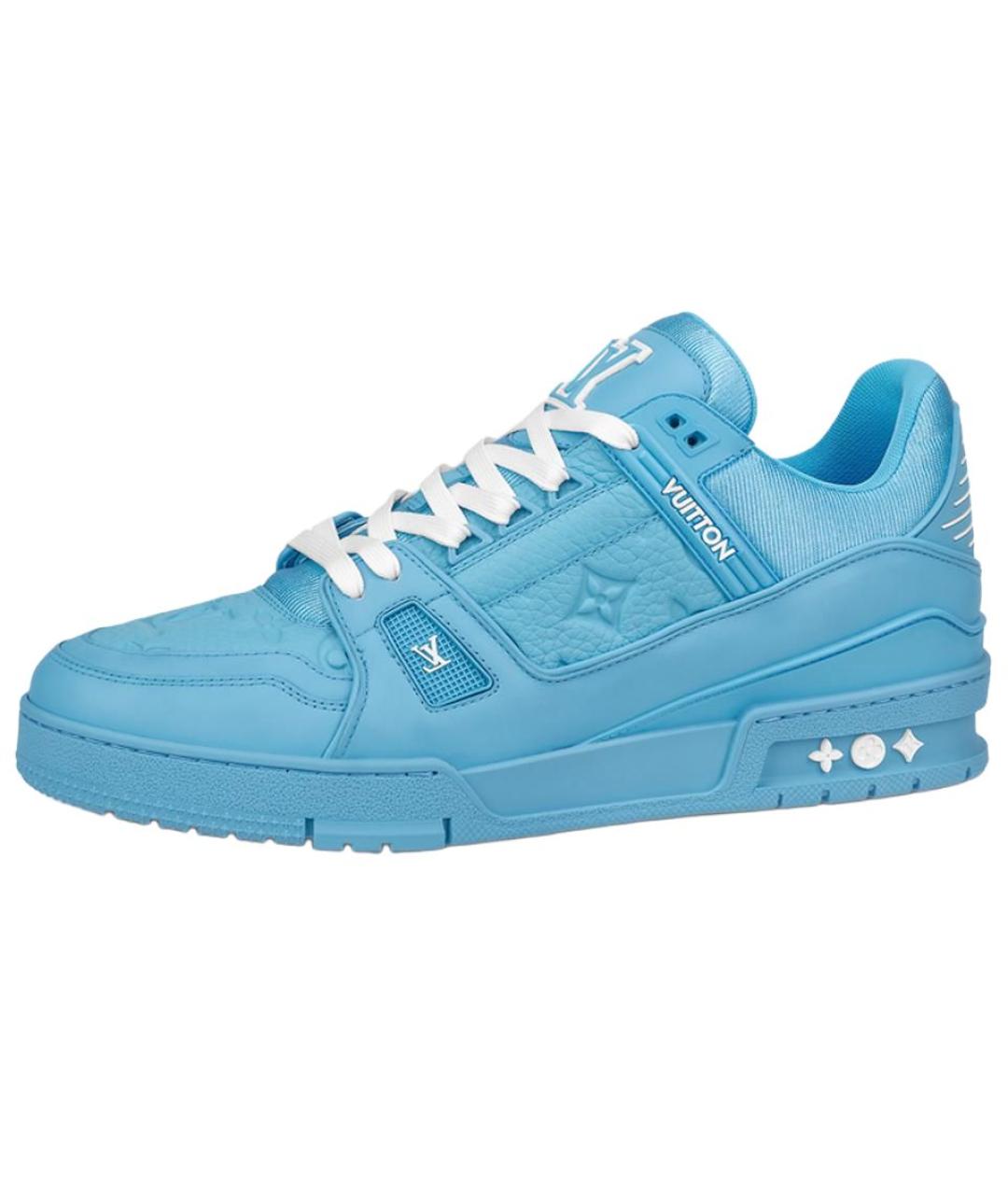 LOUIS VUITTON Синие кожаные кроссовки, фото 2