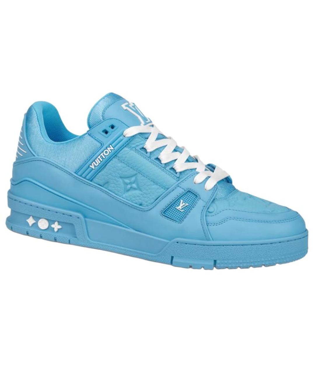 LOUIS VUITTON Синие кожаные кроссовки, фото 3