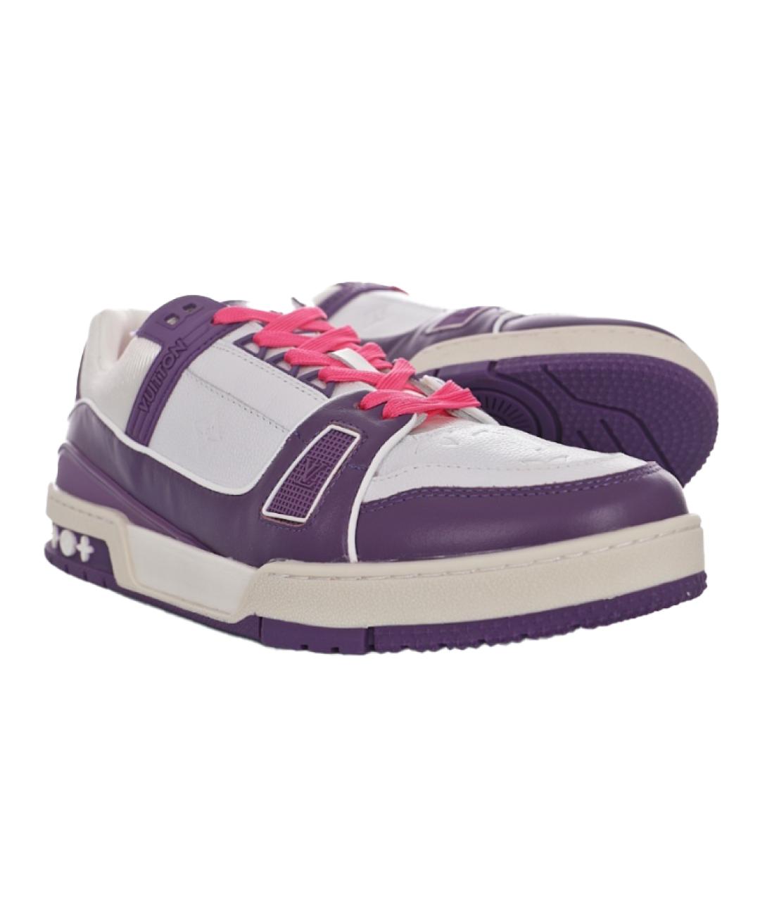 LOUIS VUITTON Фиолетовые кожаные низкие кроссовки / кеды, фото 3