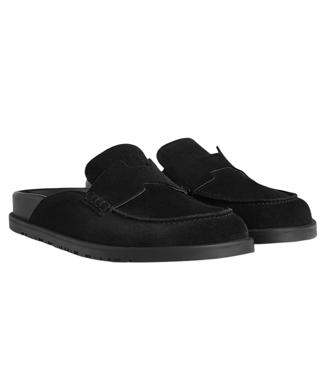 HERMES Черные замшевые сандалии, фото 4