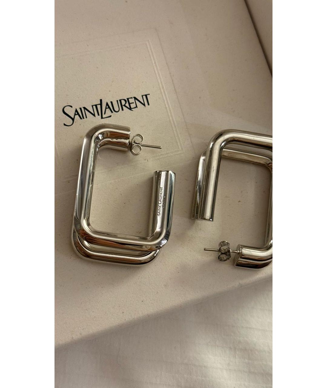 SAINT LAURENT Серебряные латунные серьги, фото 4