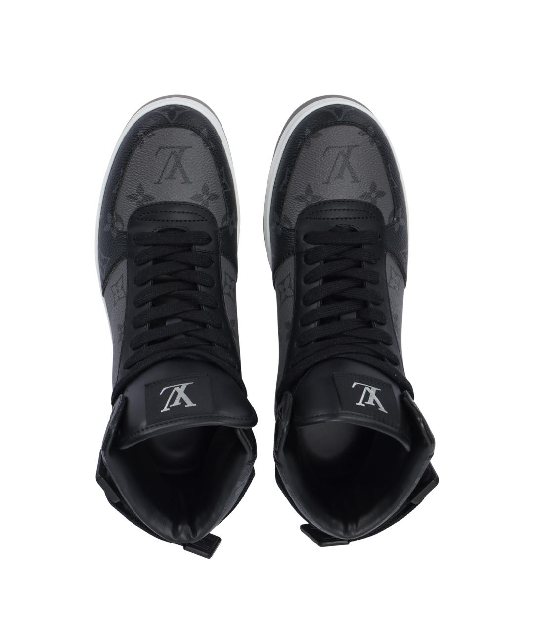 LOUIS VUITTON Серые кожаные высокие кроссовки / кеды, фото 3