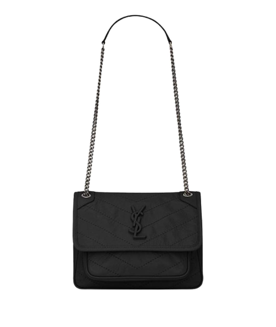 SAINT LAURENT Черная кожаная сумка через плечо, фото 1
