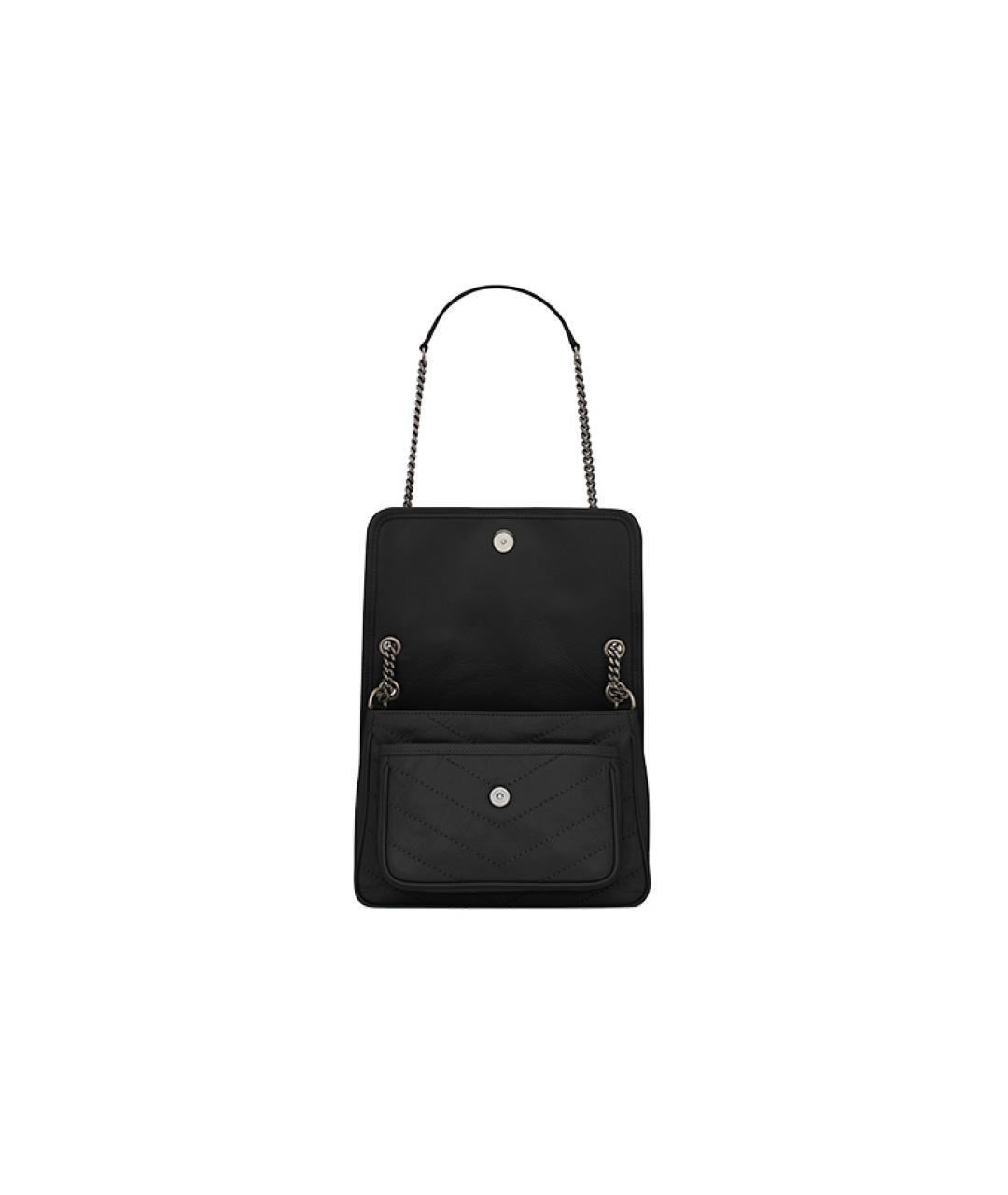 SAINT LAURENT Черная кожаная сумка через плечо, фото 4