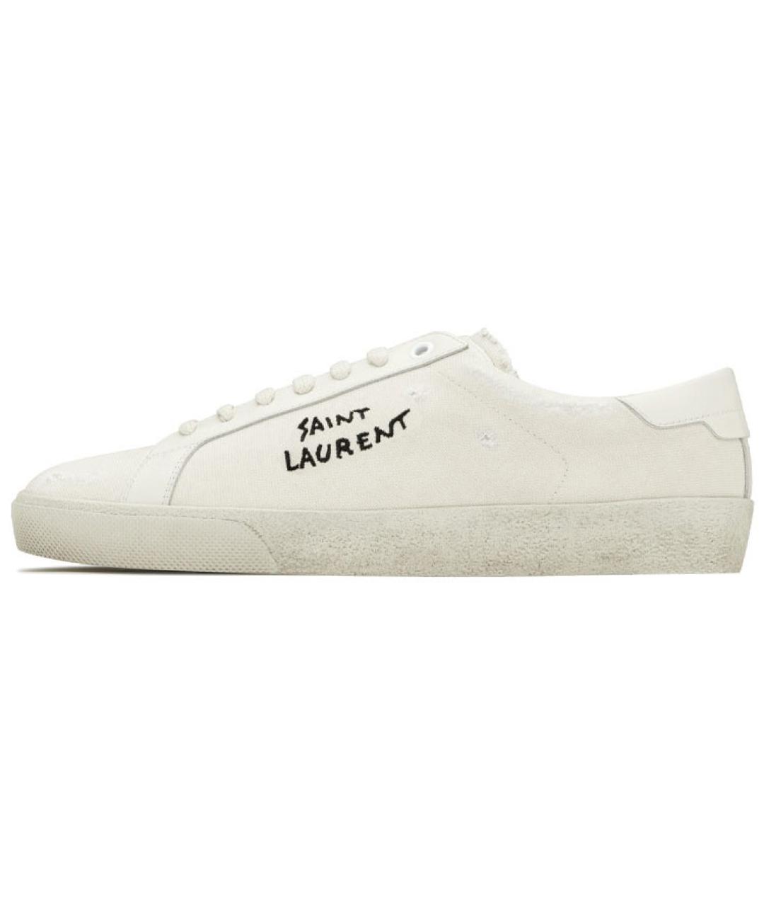 SAINT LAURENT Белые текстильные кеды, фото 2