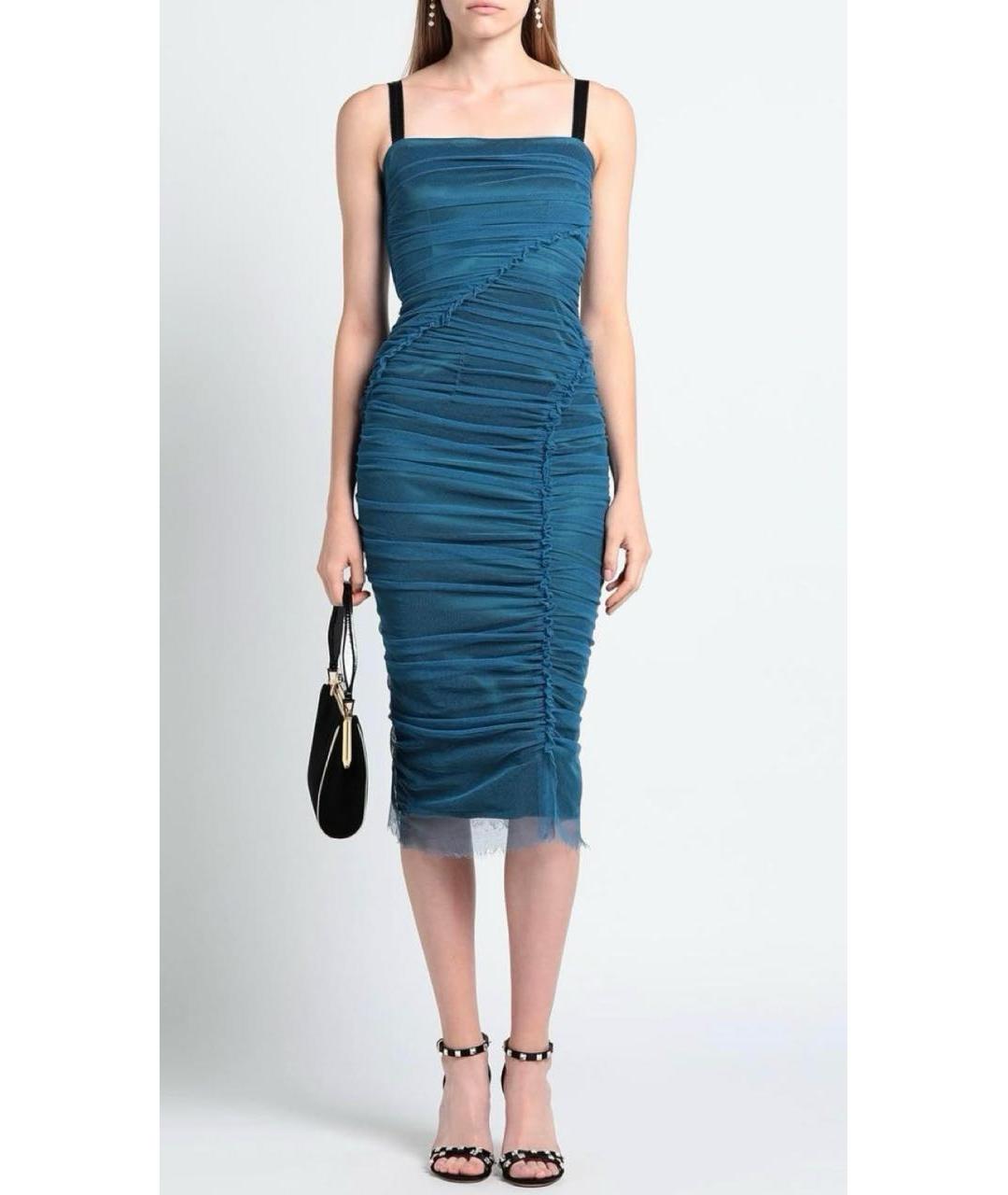 DOLCE&GABBANA Синее сетчатое вечернее платье, фото 2