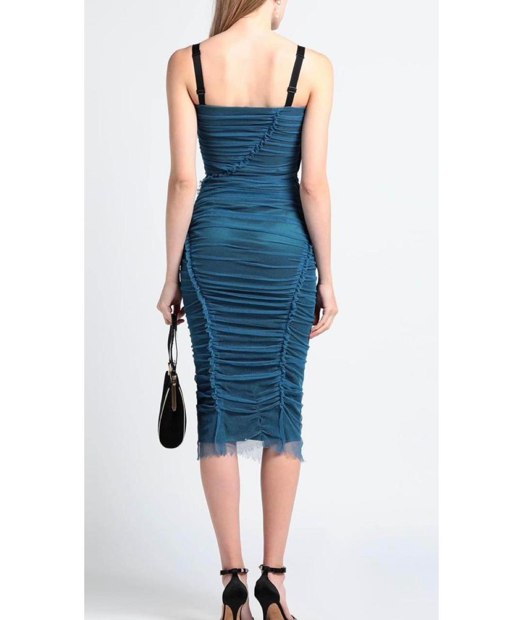 DOLCE&GABBANA Синее сетчатое вечернее платье, фото 3