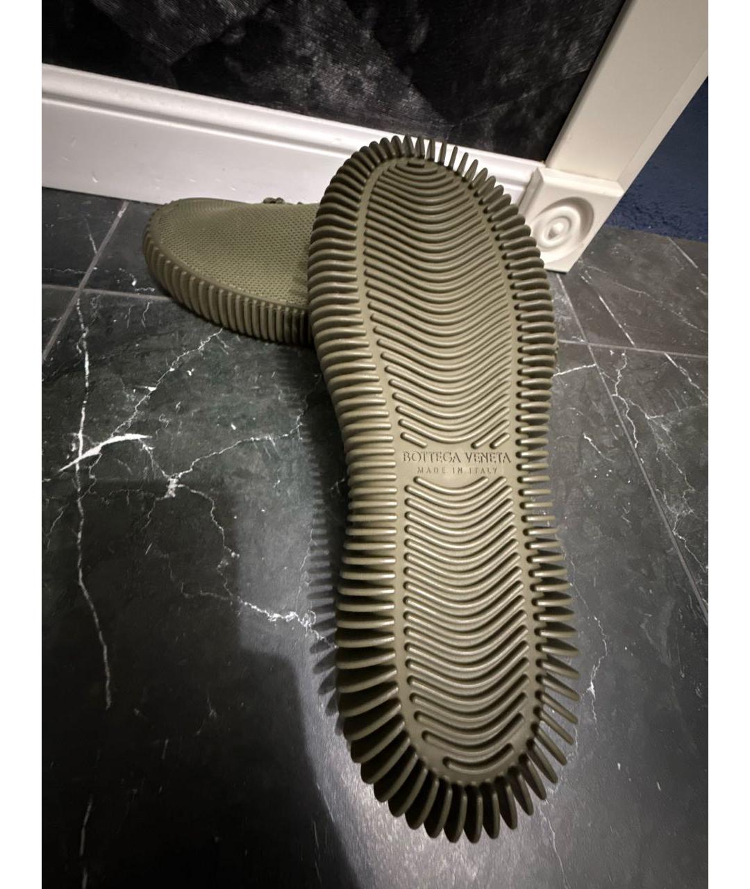 BOTTEGA VENETA Зеленые текстильные низкие кроссовки / кеды, фото 6