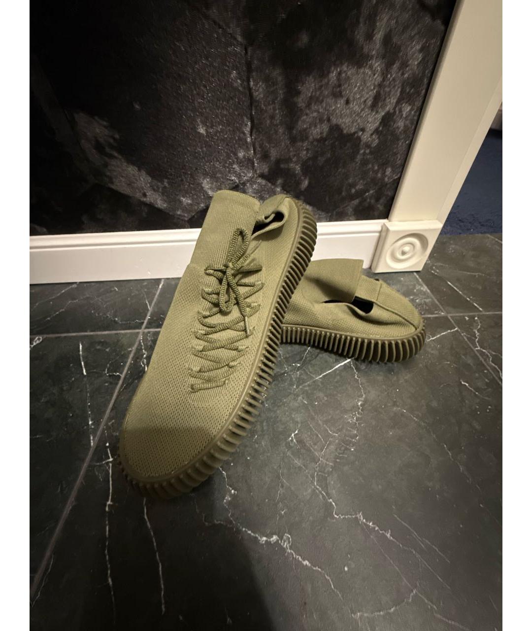 BOTTEGA VENETA Зеленые текстильные низкие кроссовки / кеды, фото 5