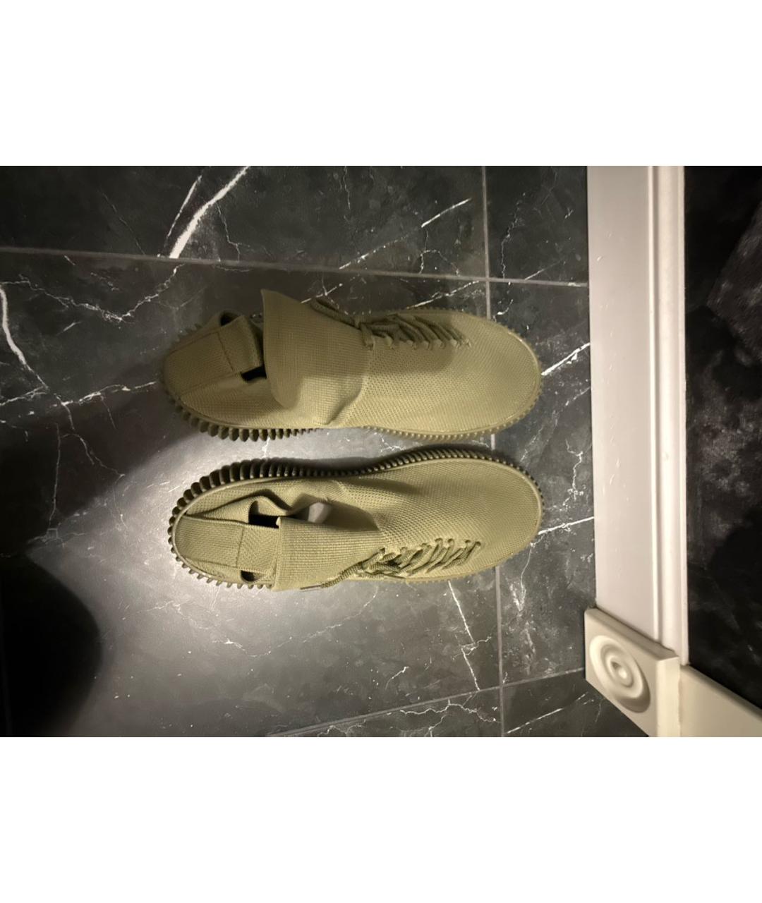 BOTTEGA VENETA Зеленые текстильные низкие кроссовки / кеды, фото 3