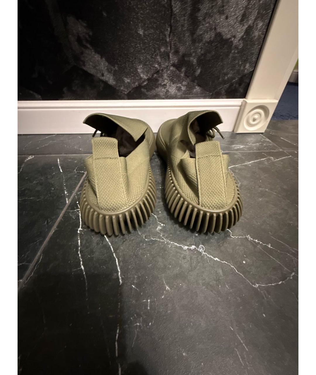 BOTTEGA VENETA Зеленые текстильные низкие кроссовки / кеды, фото 4