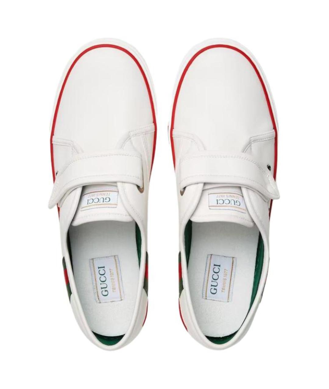GUCCI Белые кожаные низкие кроссовки / кеды, фото 5