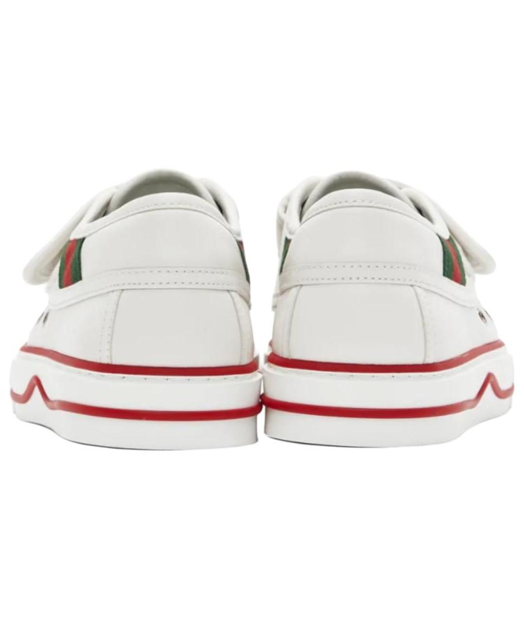 GUCCI Белые кожаные низкие кроссовки / кеды, фото 4