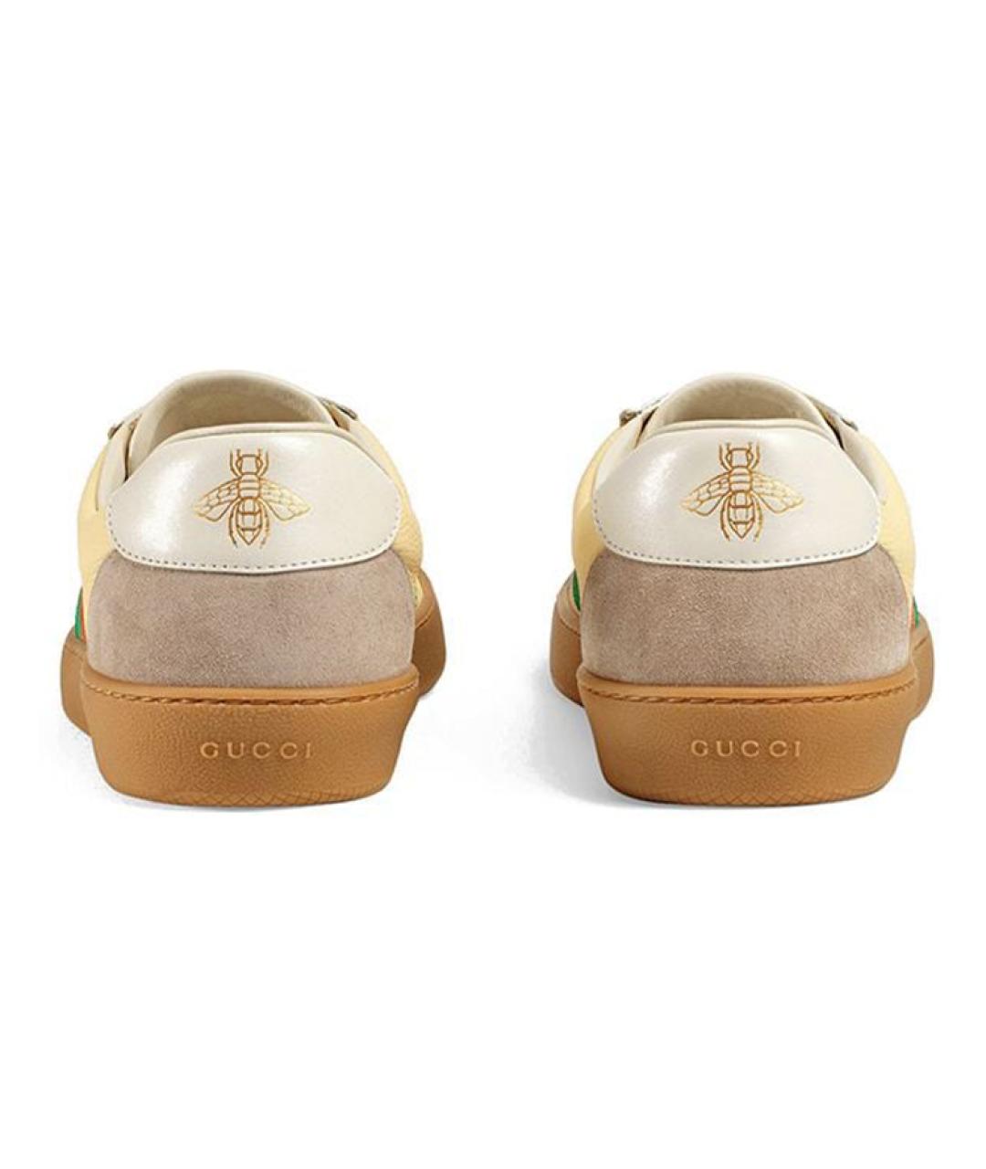 GUCCI Бежевые кожаные низкие кроссовки / кеды, фото 5