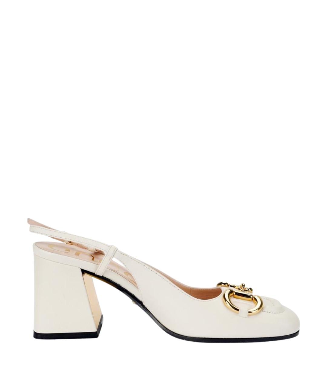 GUCCI Белые кожаные туфли, фото 1