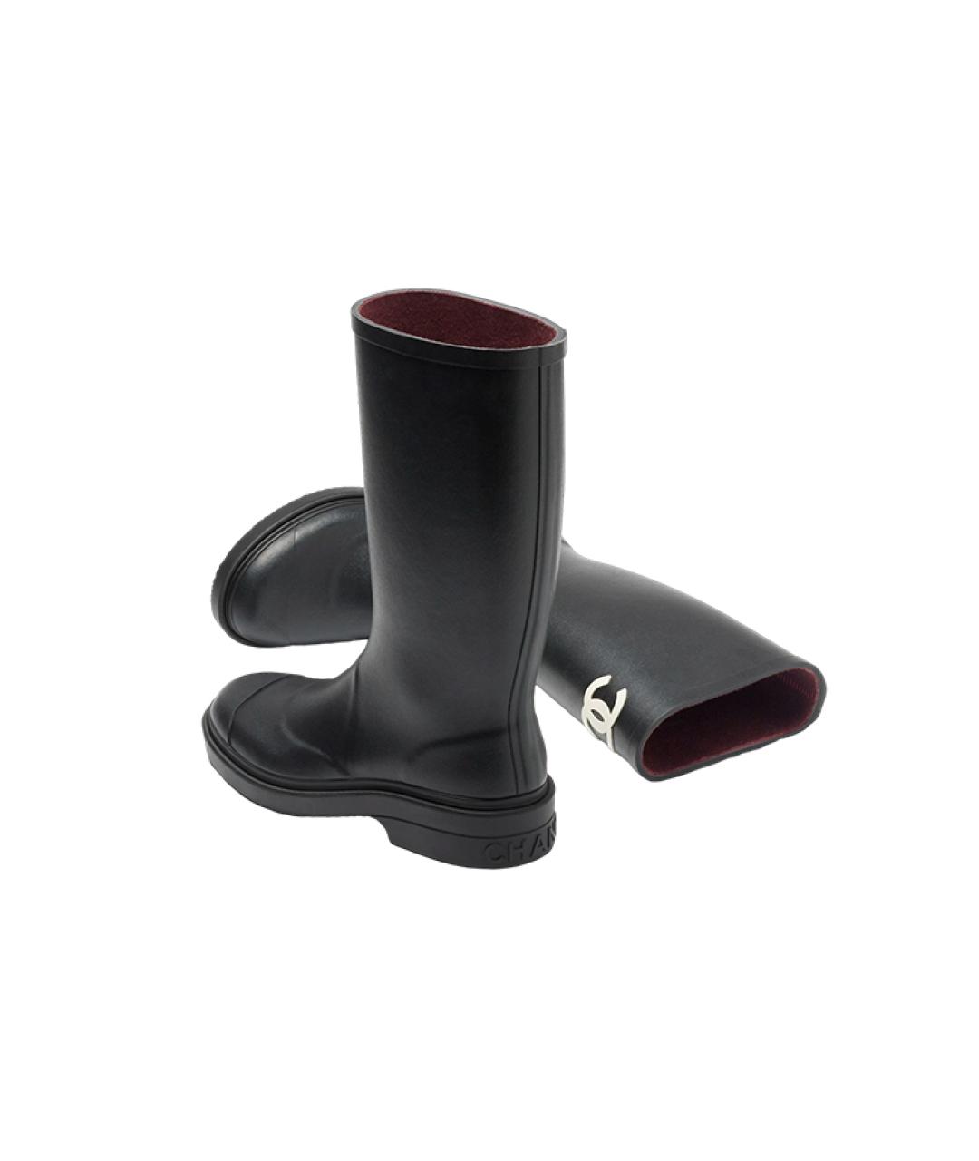 CHANEL Черные резиновые сапоги, фото 5