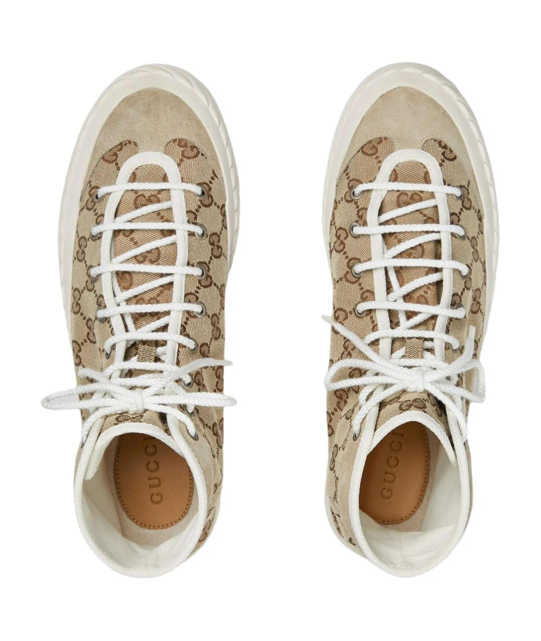 GUCCI Коричневые текстильные низкие кроссовки / кеды, фото 4