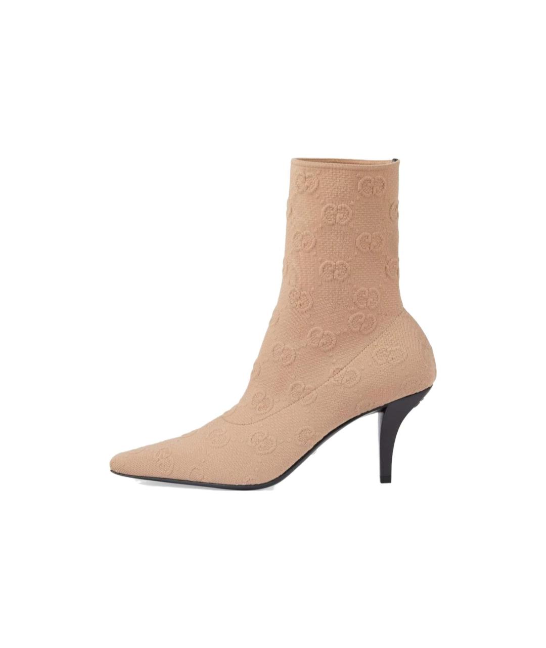 GUCCI Бежевые текстильные сапоги, фото 6