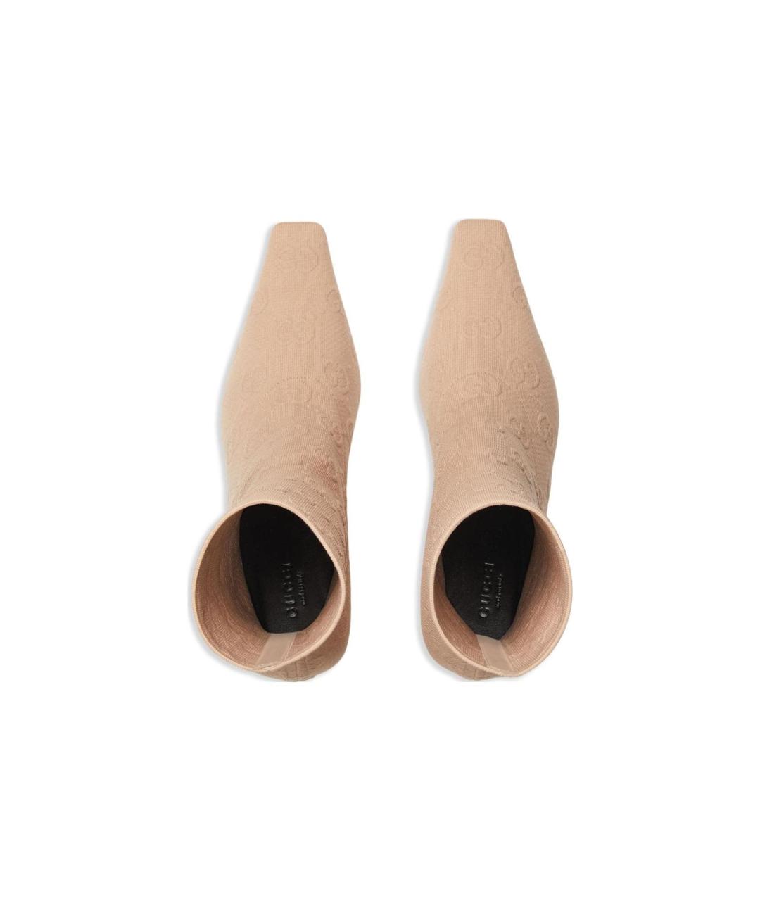 GUCCI Бежевые текстильные сапоги, фото 5