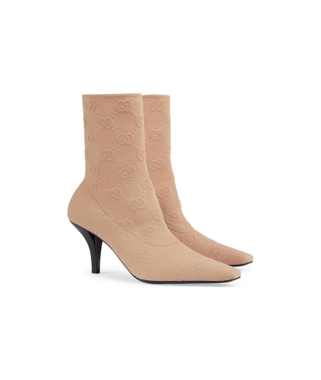 GUCCI Бежевые текстильные сапоги, фото 2