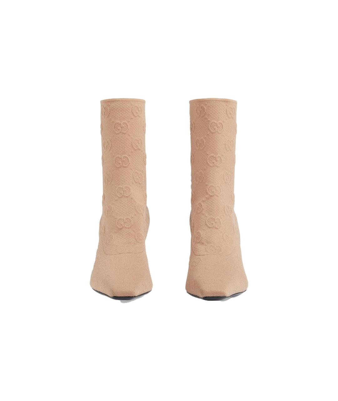 GUCCI Бежевые текстильные сапоги, фото 3
