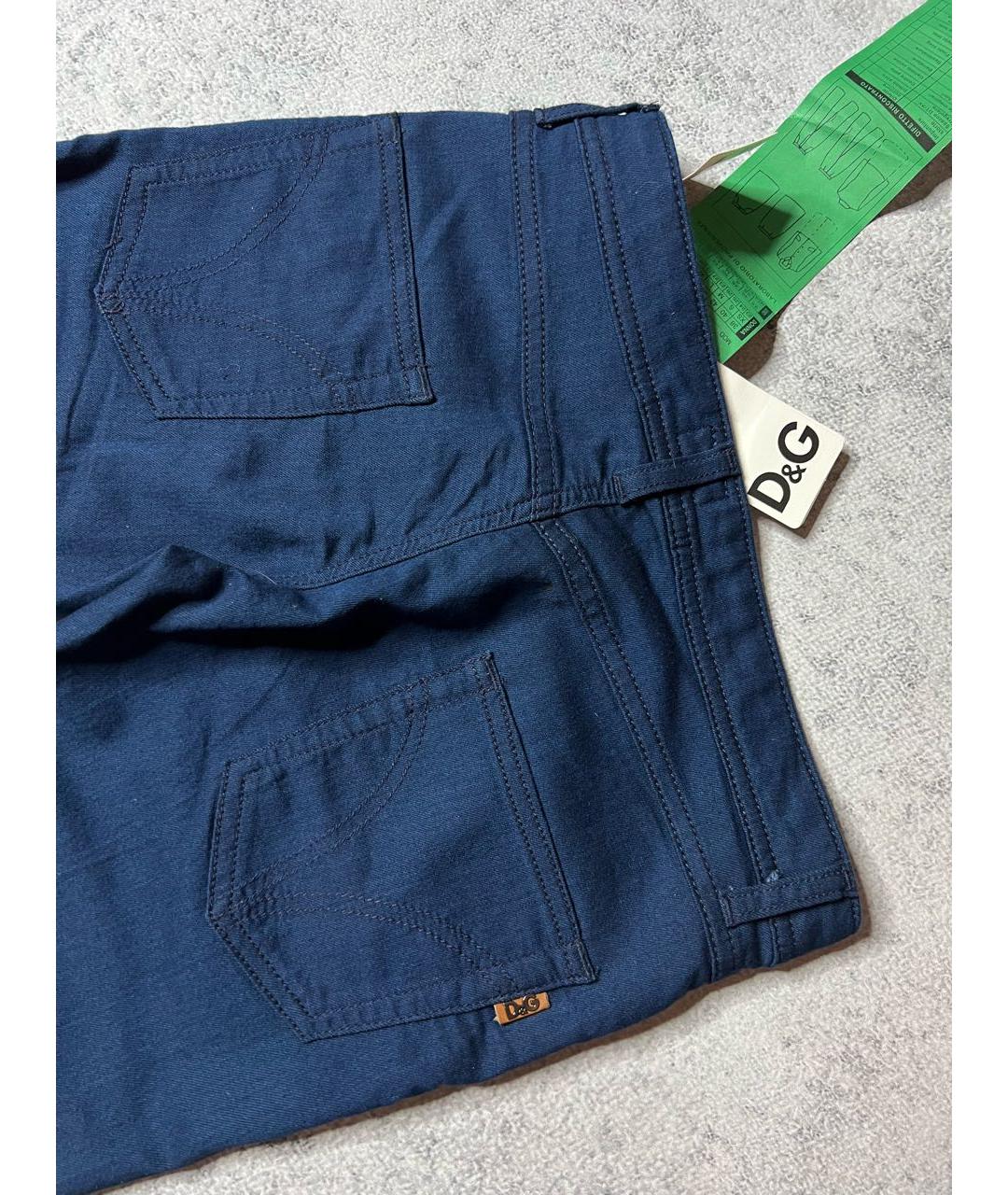 DOLCE&GABBANA Темно-синие хлопко-эластановые брюки узкие, фото 5