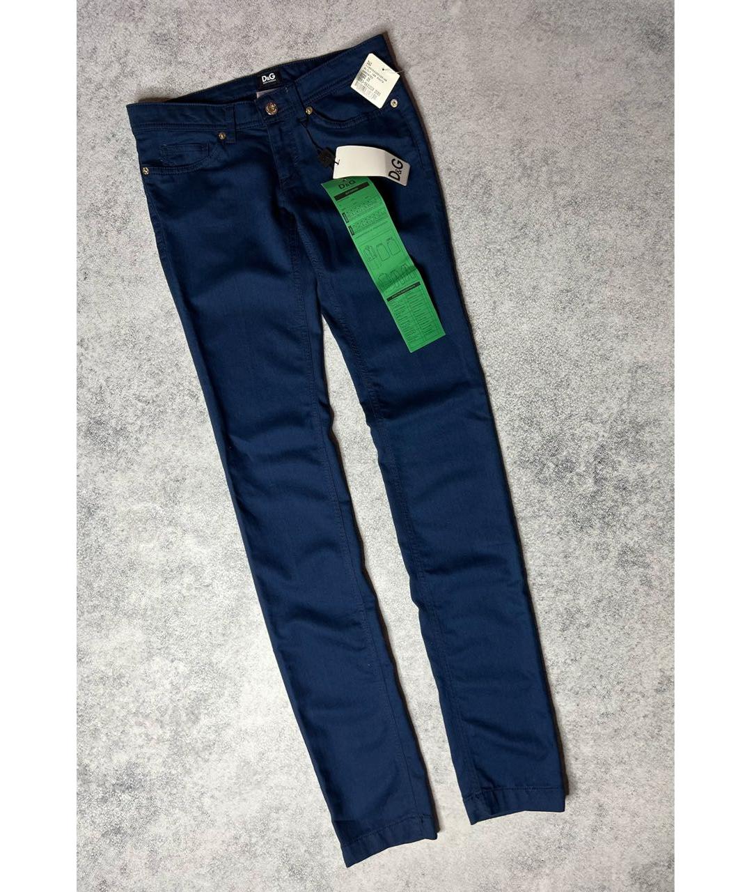 DOLCE&GABBANA Темно-синие хлопко-эластановые брюки узкие, фото 7