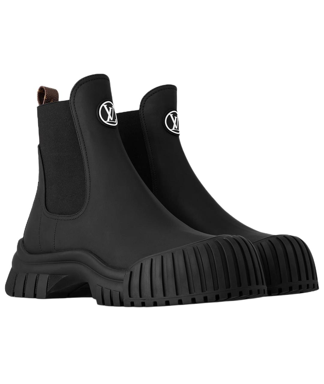 LOUIS VUITTON Черные кожаные сапоги, фото 2