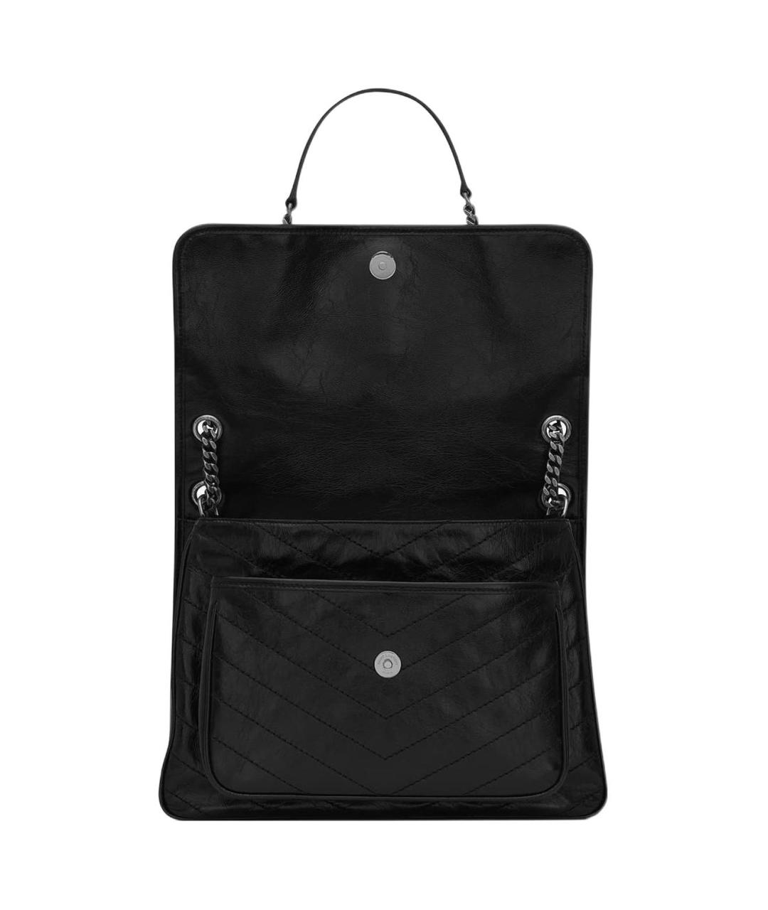 SAINT LAURENT Черная кожаная сумка через плечо, фото 5