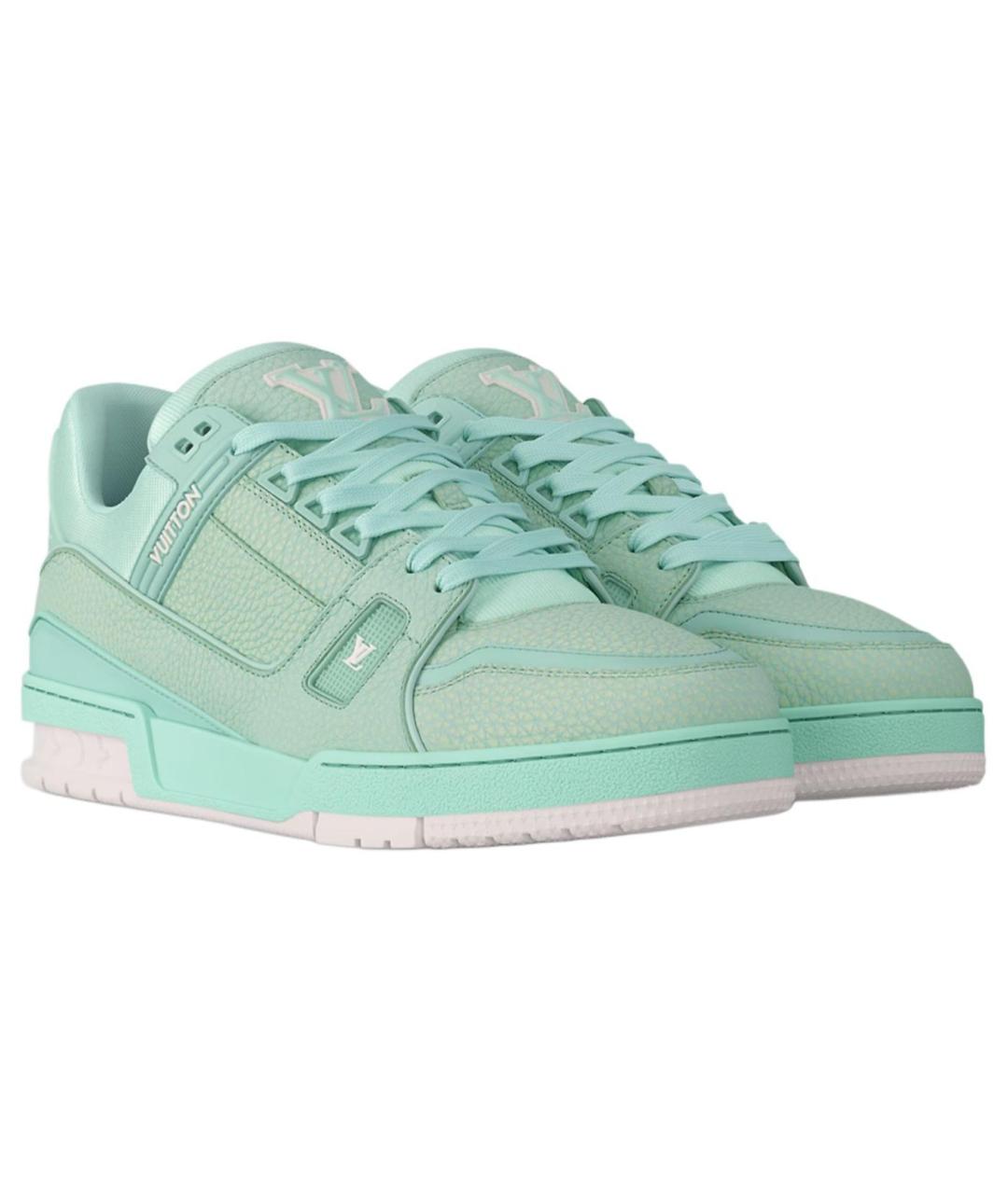 LOUIS VUITTON Зеленые кожаные кроссовки, фото 3