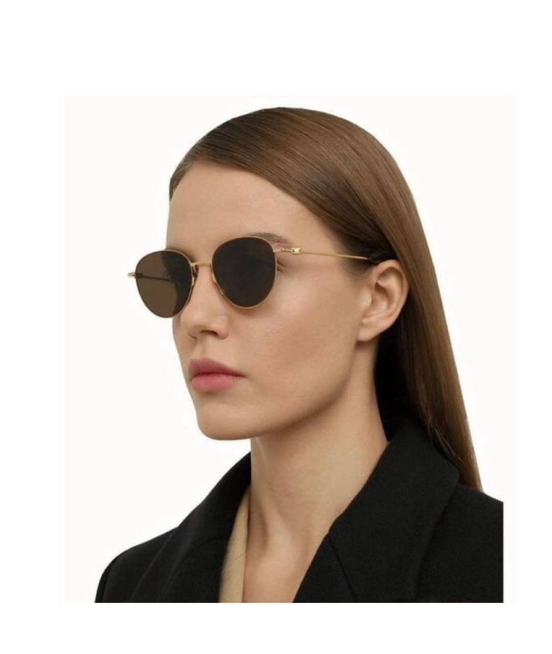 BOTTEGA VENETA Коричневые металлические солнцезащитные очки, фото 4