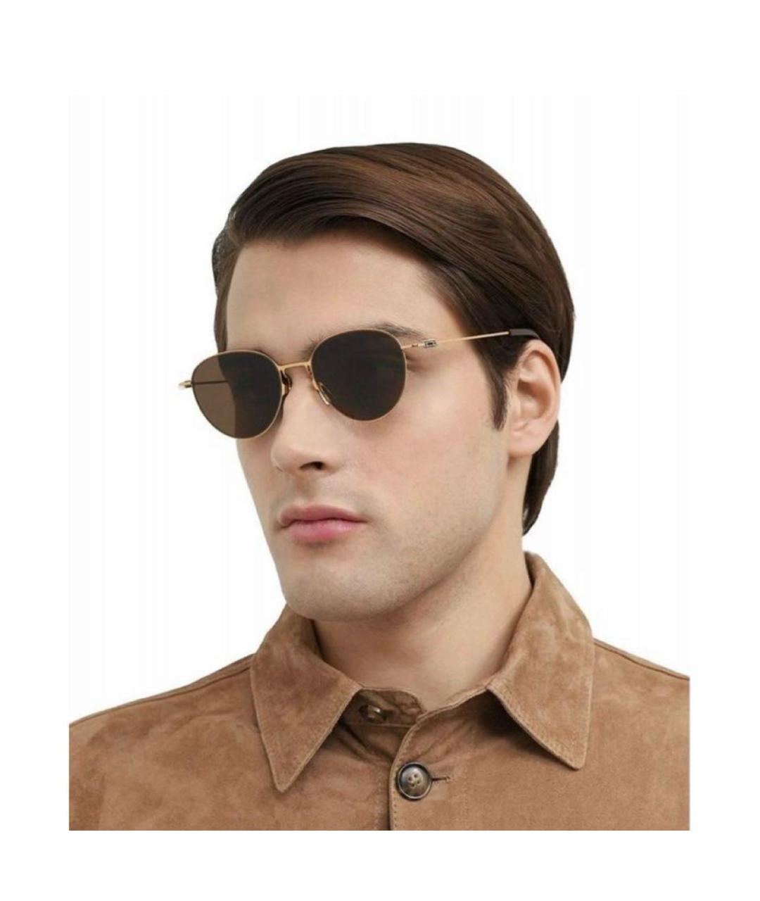 BOTTEGA VENETA Коричневые металлические солнцезащитные очки, фото 5