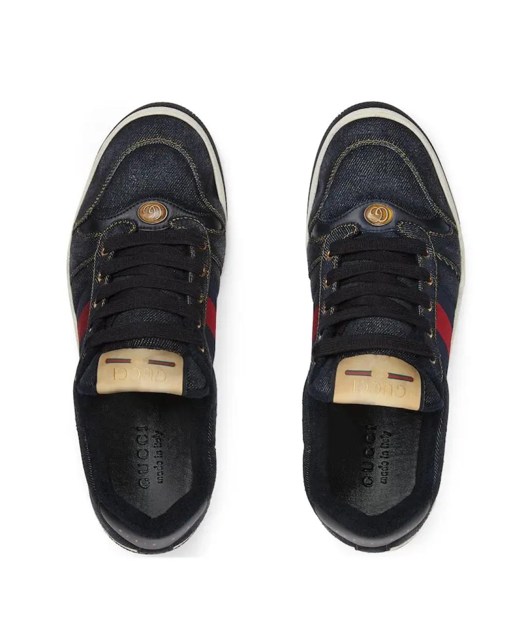 GUCCI Синие текстильные низкие кроссовки / кеды, фото 4