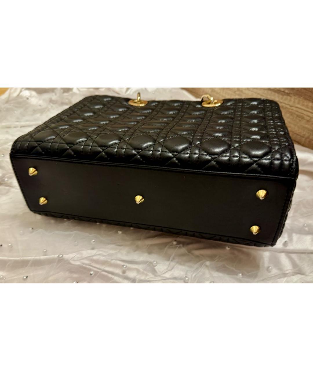 CHRISTIAN DIOR Черная кожаная сумка с короткими ручками, фото 4