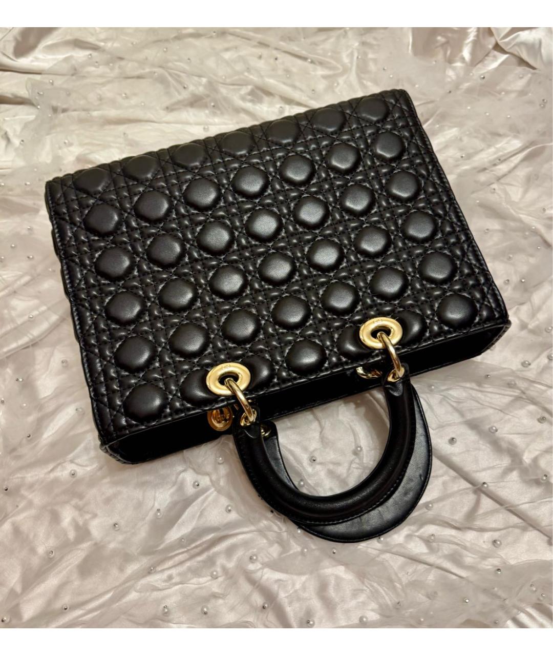CHRISTIAN DIOR Черная кожаная сумка с короткими ручками, фото 3