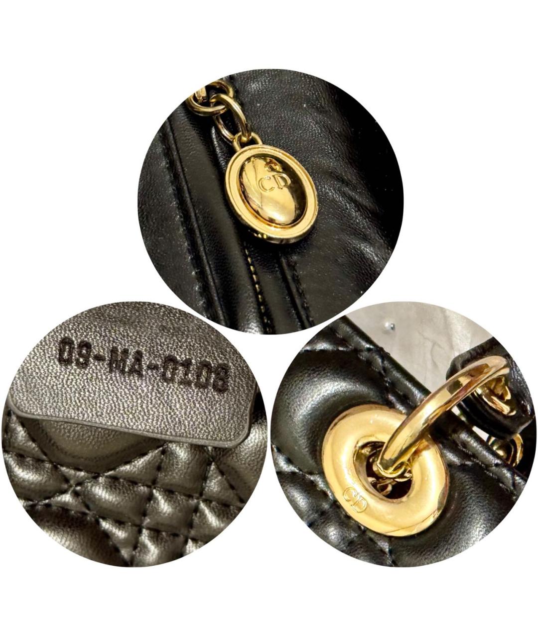 CHRISTIAN DIOR Черная кожаная сумка с короткими ручками, фото 5